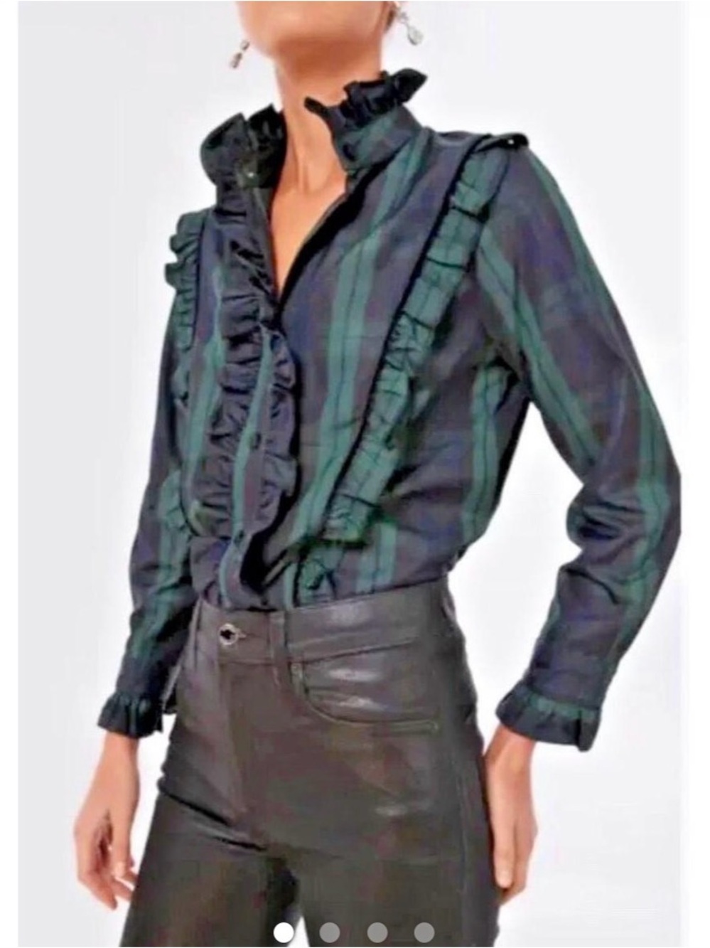 Tuckernuck Blackwatch Plaid Ruffle Reagan Button Down Medium Long Sleeve NWT